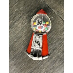 Vintage AJC BUBBLE GUM BALL VENDING MACHINE Pewter Enamel Red, Multi PIN BROOCH